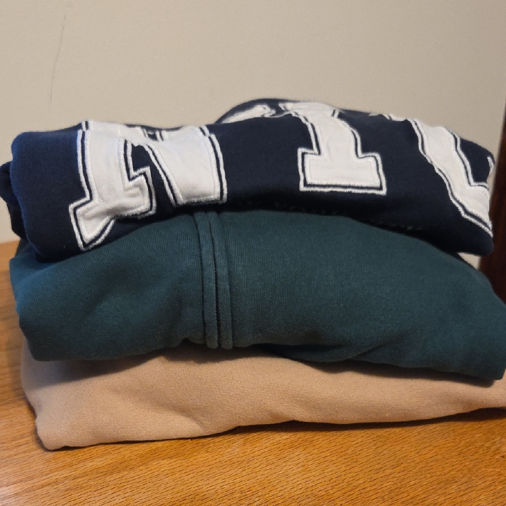 Hollister Navy, Teal, and Tan Sweatshirts